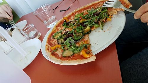 a Celine pizza at Vallastadens Pizza Grill in Linkoping