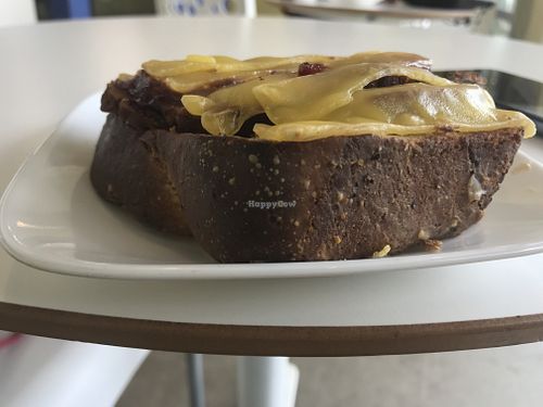 Savory thick toast with cheese and jam at Carina's Bakery in Beaverton