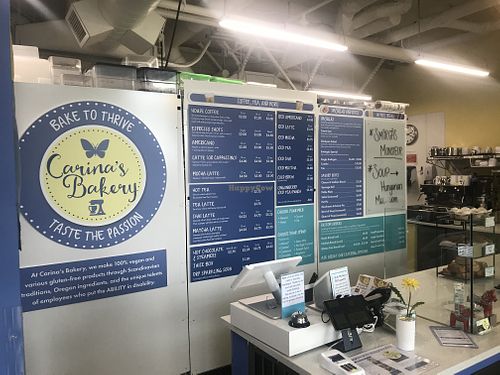 Inside, menu at Carina's Bakery in Beaverton