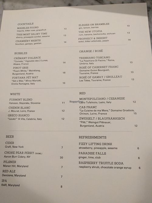 Drinks Menu Nov 2019 at Fancy Radish in Washington
