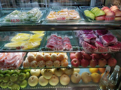 Variety of fruits at SF Fruits & Juices - YewTee Point in North Singapore