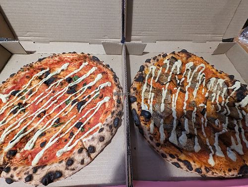 Vegan pizzas at Local Pizza in Berriedale