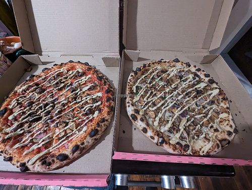 Vegan pizzas at Local Pizza in Berriedale