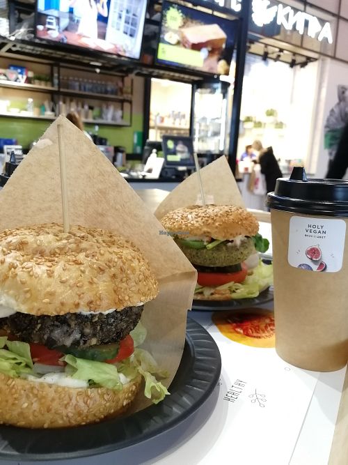 Vegan burgers at Holy Vegan in Moscow