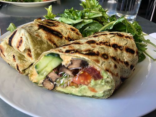 Veggie hummus wrap with added portobello at Market Table in Hanover