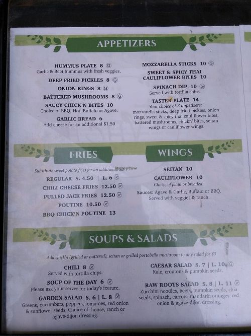 menu May 2018 at The Vegan Hippie Chick in Welland
