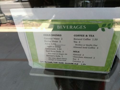 Beverage menu plus they have wine and beer at The Vegan Hippie Chick in Welland