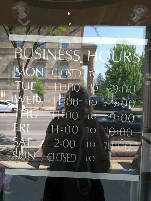 Hours May 2018 at The Vegan Hippie Chick in Welland