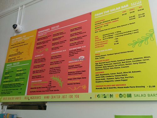 menu at The Green Room in Devonport