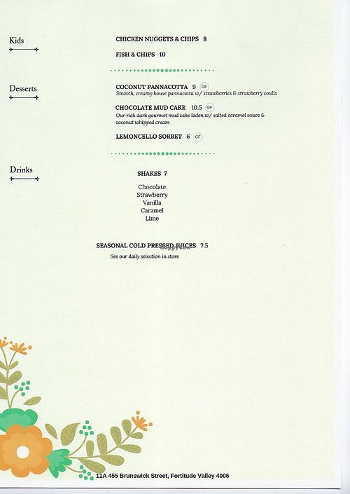 Menu, page 2 at VeganBurgz in Fortitude Valley