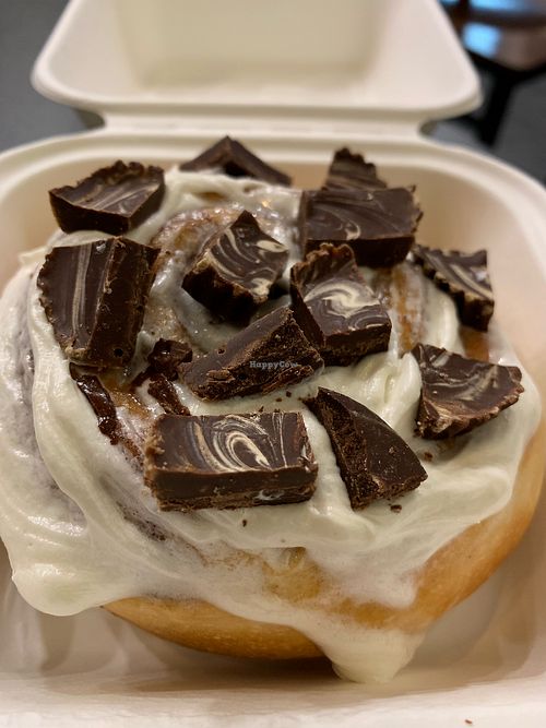 Cinnamon bun with peanut butter cups at Cinnaholic - 109 St in Edmonton