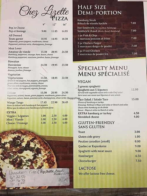 Pizza & Speciality at Chez Lizette in Kapuskasing