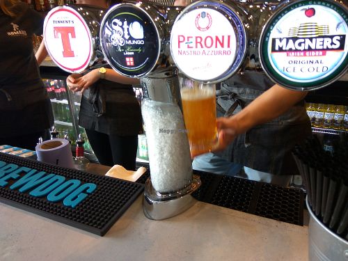 Draught beer selection at Romans Pizzeria in Glasgow