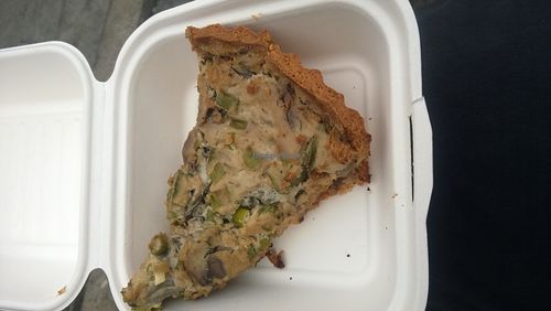 Seriously delicious Quiché  at The Green Guerrilla Deli in Durham