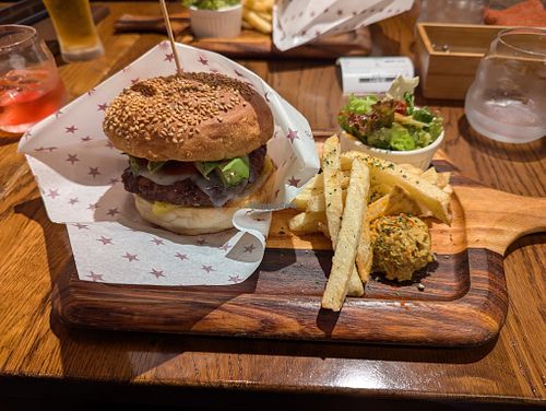 Avocado burger. at Premarché Alternative Diner in Kyoto