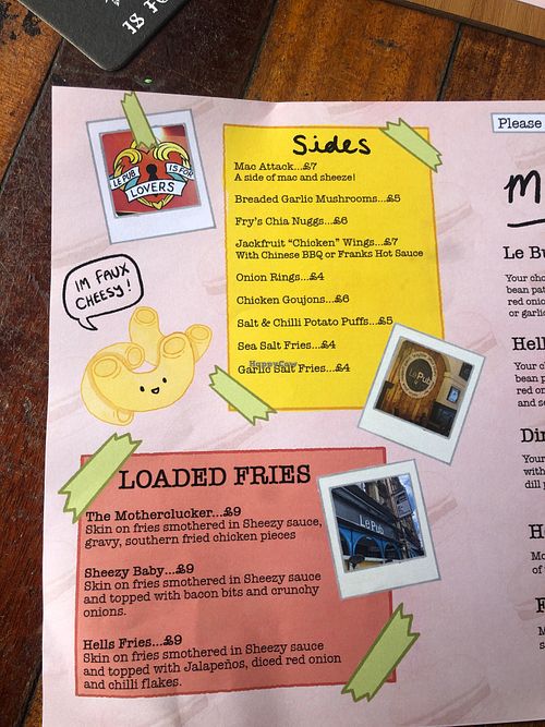 The menu page 2  at Le Pub in Newport