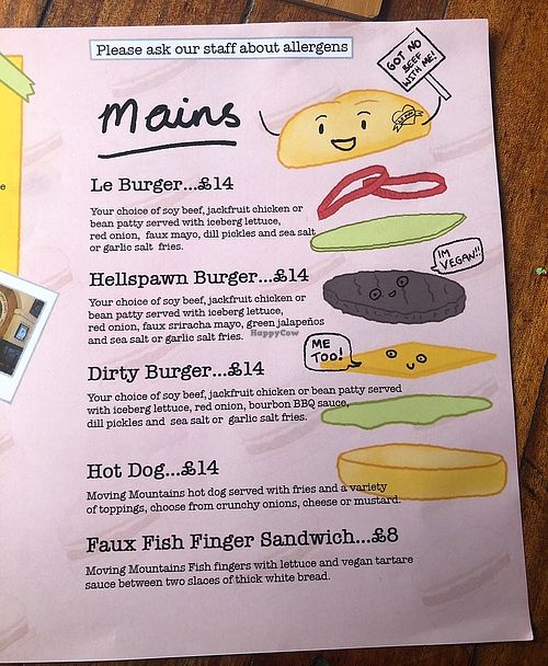 The menu page 1  at Le Pub in Newport