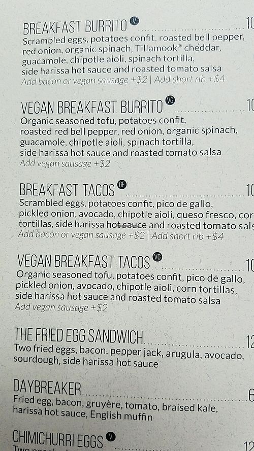 menu at Groundwork Coffee in Venice