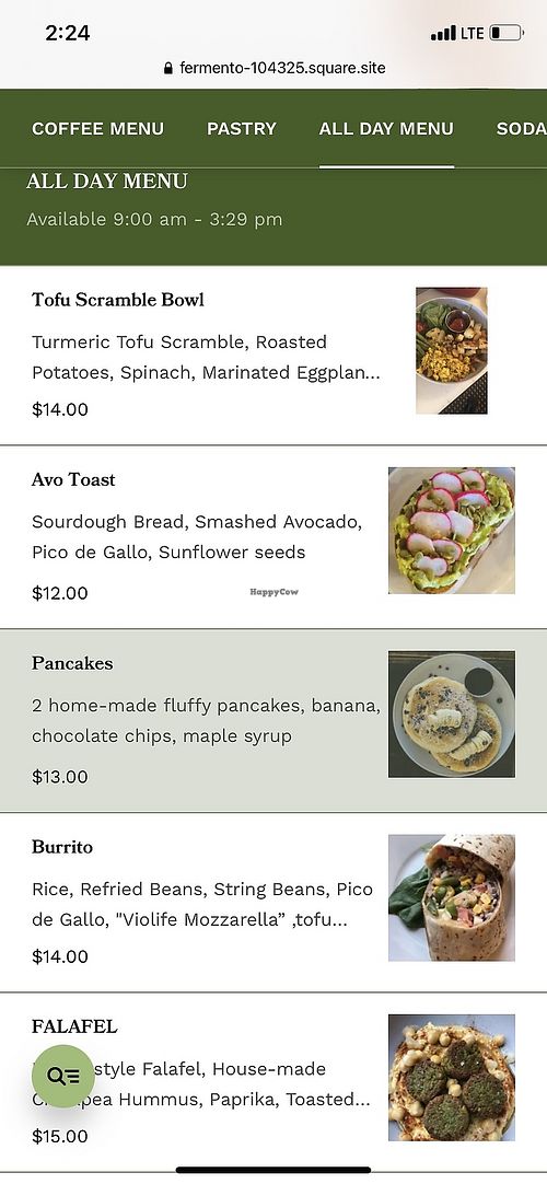 Menu   at Fermento in Long Beach