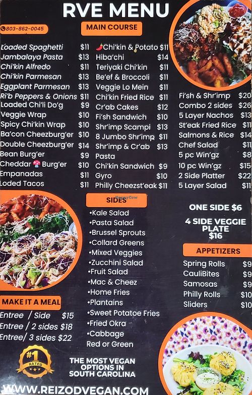 Main Menu at The Reizod Vegan Experience in Columbia