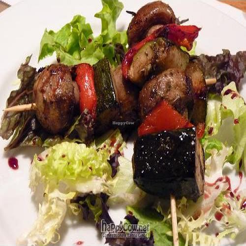 Marinated vegetables and mushroom brochettes at Sarasate in Pamplona