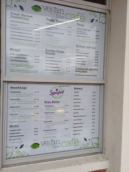 Broad menu options at Vegan Fine Foods in Fort Lauderdale