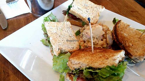 Avocado and cheese sandwich with potato salad at Flore in Los Angeles