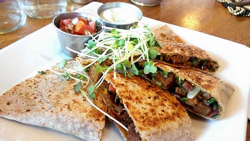 Southwestern seitan quesadilla (personal favorite) at Flore in Los Angeles