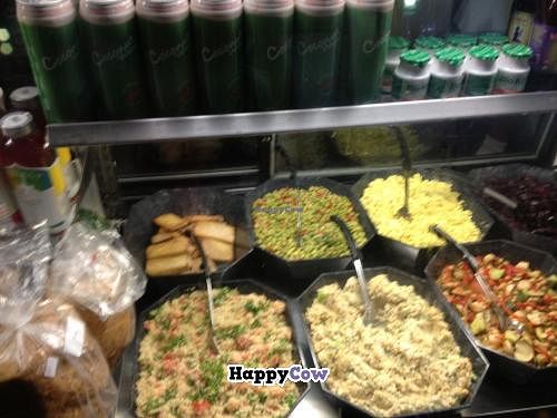 The tempeh no-tuna is the middle dish in the front. SO good! at Flore in Los Angeles