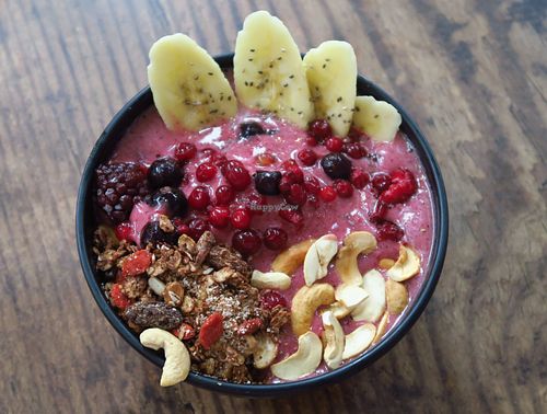 Acai smoothie bowl with made-on-site granola and bits and bobs - so nourishing and refreshing!  at Nourish Cafe in Bangkok