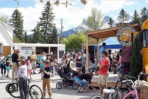 Busy day at the Canmore Courtyard. at GreenHut - Food Truck in Squamish