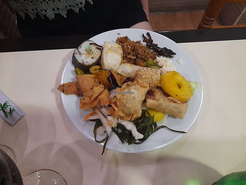 My friend's plate with all kinds of treats at The Nature Restaurant in Valencia