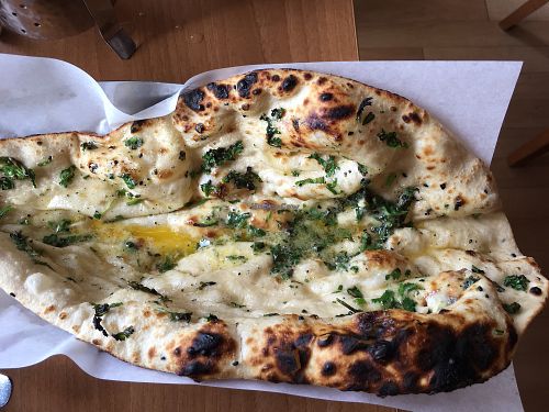 Vegan garlic naan - make sure to say no butter at The Rupee Room in Ayr