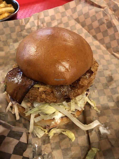 Saboteur burger at Rudy's Dirty Vegan Diner in North West London