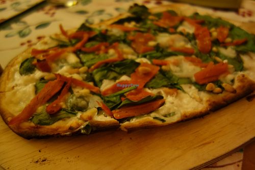 G47 Vegan Salmon & Pine (with carrot-based salmon, vegan fetta cheese, baby spinach, and pine kernels) at Flammerie Alt-Saarbrücken in Saarbrucken