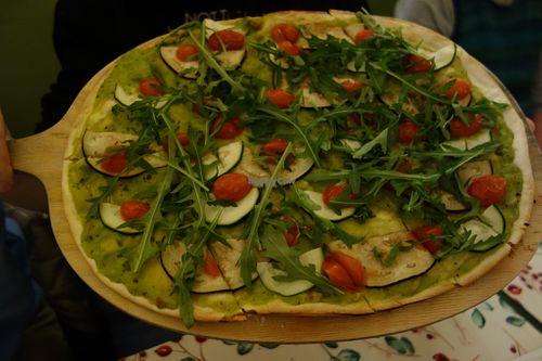 GS1 Guacamole (vegan) (with avocado cream, aubergine, courgette, cherry tomatoes, and rocket leaves) at Flammerie Alt-Saarbrücken in Saarbrucken