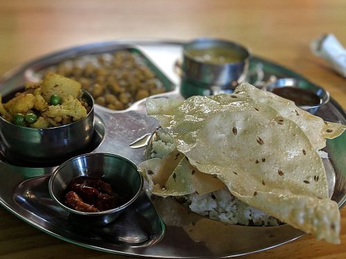Vegan thali at Hari Om in Fairbanks