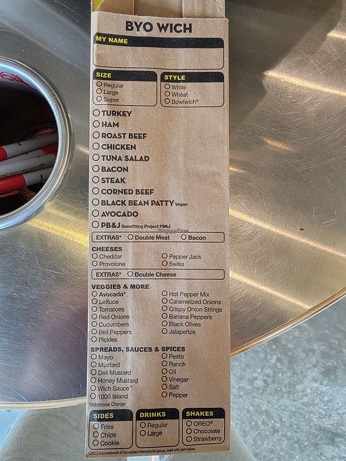 Menu at Which Wich in Myrtle Beach