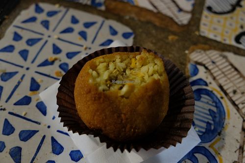 Inside of fried arancina at kePalle - Via Maqueda in Palermo
