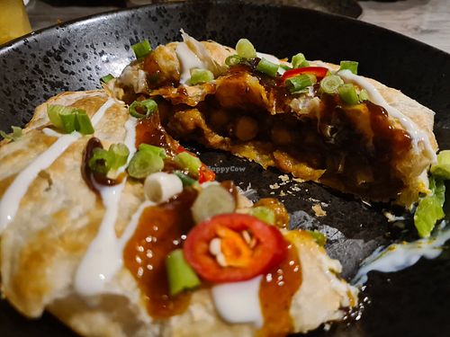 Indian pancake with chickpea curry filling at Indi-Yang in Torquay