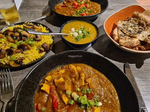 Mains with fake chicken at Indi-Yang in Torquay