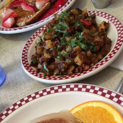 vegan chorizo hash  at St Francis Fountain and Candy in San Francisco