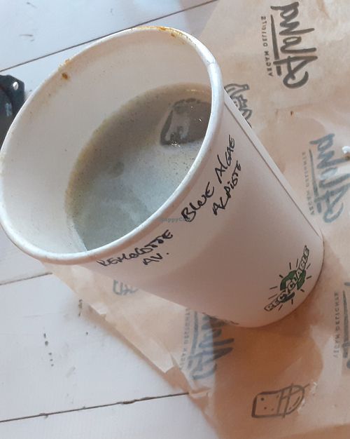 Superlatte of blue algae with canary seed milk at BEAT Brew Bar in Valencia