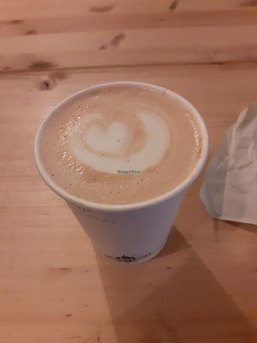 Coffee with coconut milk at BEAT Brew Bar in Valencia