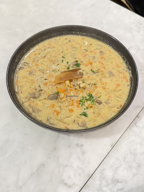 Mushroom soup  at Herbivore - Shin Kong Mitsukoshi in Taipei