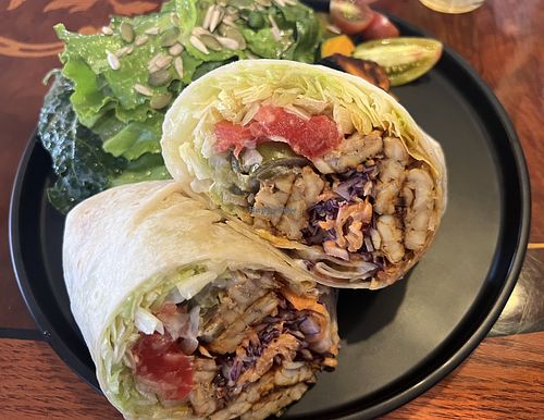 Spicy tempeh wrap  at And 유 (Yu) Cafe in Jeju