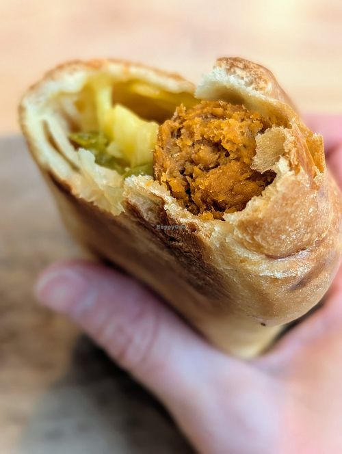 Vegan Seattle dog with Chao, field roast sausage, and jalapeno at Pinoyshki in Seattle