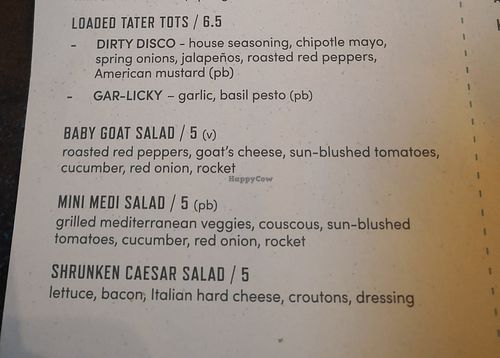 Plant based options at The Carpenters Arms in Cambridge