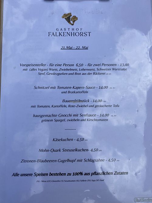 Daily changing menue   at Gasthof Falkenhorst in Burig
