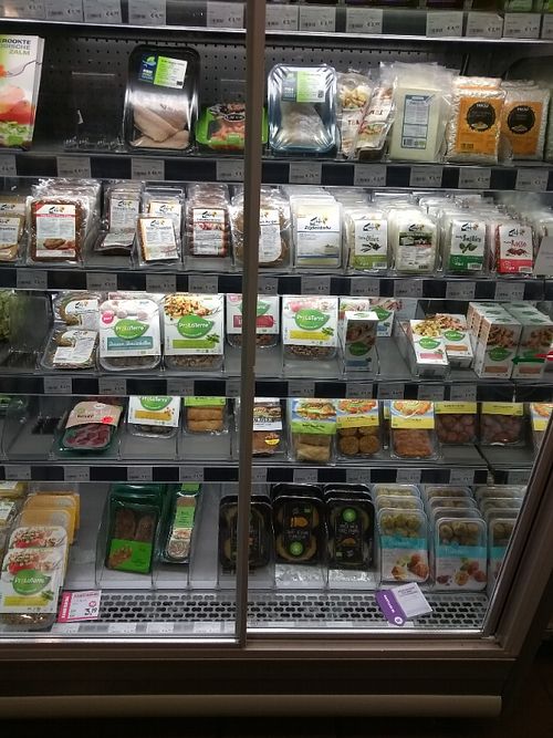 tofu and seitan fridge  at EkoPlaza in Haarlem